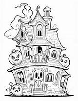 Haunted House Coloring Pages Printable sketch template