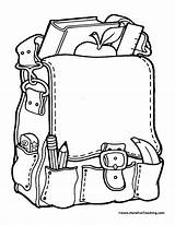 School Backpack Coloring Page Sketch sketch template