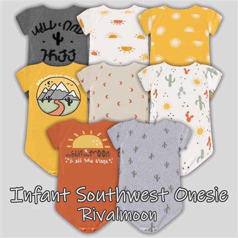 Rivalmoon — Short Sleeved Southwest Onesie for Infants New... Sims 4 Toddler Clothes, Sims 4 ...