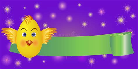 Ribbon banner Easter chick stock illustration. Illustration of corner - 89869070