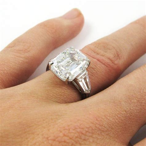 Harry Winston 6.36 Carat E VS1 GIA Certified Emerald Cut Diamond Platinum Ring For Sale at 1stdibs