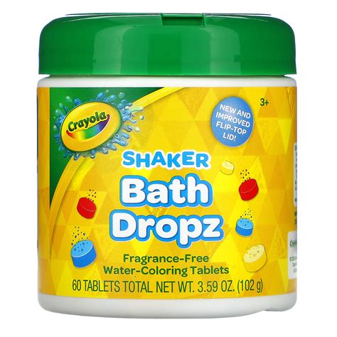 Crayola, Shaker Bath Dropz, 3+, Fragrance-Free, 60 Tablets, 3.59 oz ...