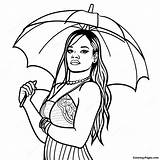 Rihanna With Umbrella Coloring Page  Pagescom sketch template