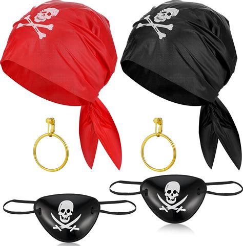 Amazon.com: 6 Sets Halloween Pirate Costume Set, Including 6 Pieces ...