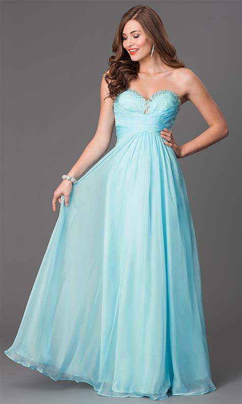 Mint Green Prom Gowns, Strapless Prom Dresses in