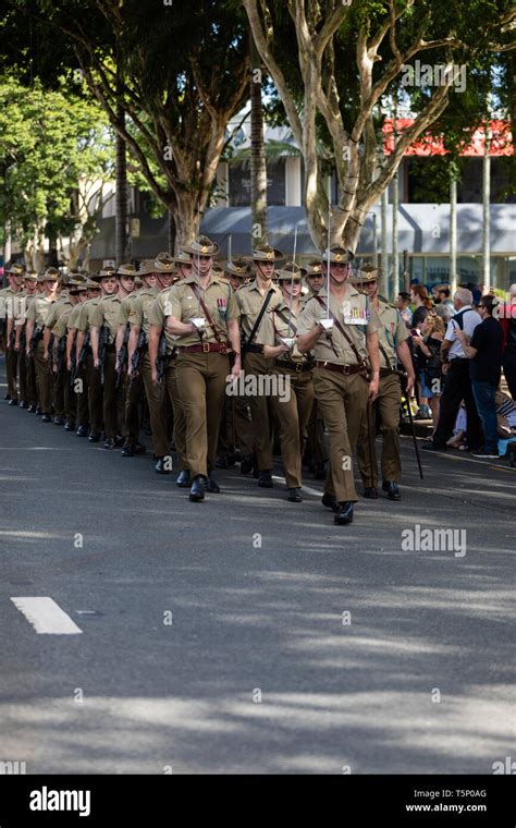 Australian Army Cadets dressed in full formal uniform, marching ...