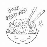 Coloring Page noodles And Chopstick Bon Appetit Asian Food Vector  sketch template