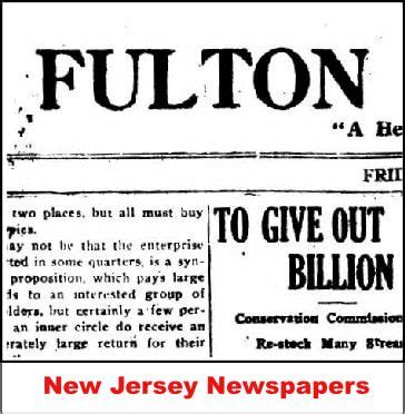 New Historical New Jersey Newspapers Available Online at Fulton ...