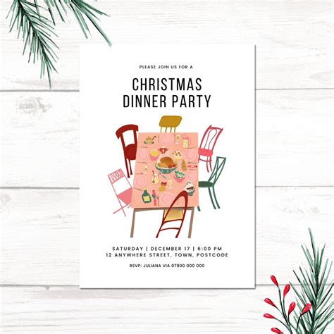 Christmas Dinner Party Invitation Christmas Party Invite - Etsy