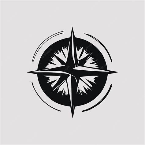 Premium Vector | A black and white logo with a compass in the center.