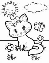 Cute Cat Coloring Page  Free Printable pages Unicorn sketch template
