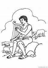 David And Goliath Coloring Page Playing The Harp Coloring4free  sketch template