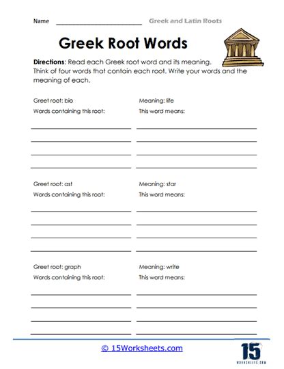 Greek and Latin Roots Worksheets - 15 Worksheets.com