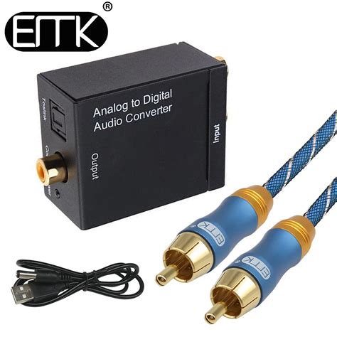 EMK Analog To Digital Audio Converter L/R RCA to Coaxial Optical Toslink SPDIF output converter ...