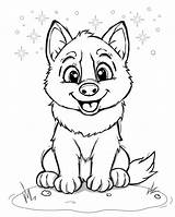 Cute Husky Coloring Page  Free Printable For sketch template