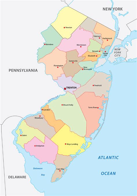 New Jersey Counties Map | Mappr