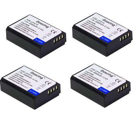 4Pcs LP E10 LPE10 Camera Battery for Canon EOS Rebel T3 / 1100D / Kiss ...