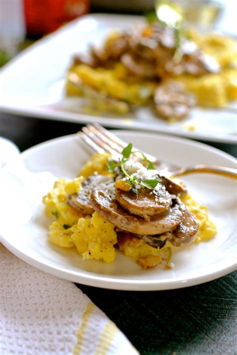 Cheesy Polenta with Wild Mushrooms & Thyme | Ciao Chow Bambina