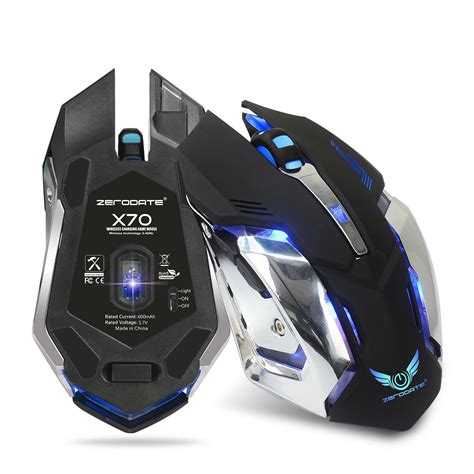 Gaming Mouse X70 7 LED Backlit 2.4GHz Wireless USB Rechargeable Optical ...
