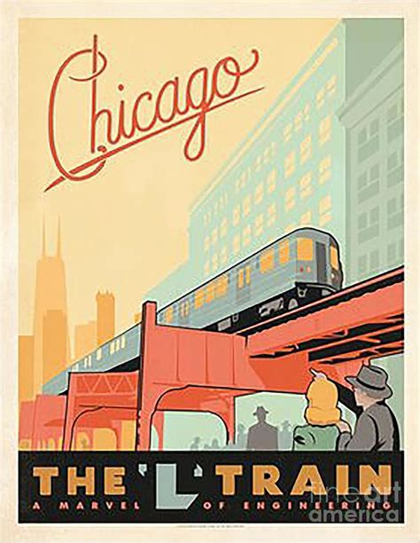 vintage Chicago Chicago The L The L Train Art Painting by Powell Finley - Fine Art America