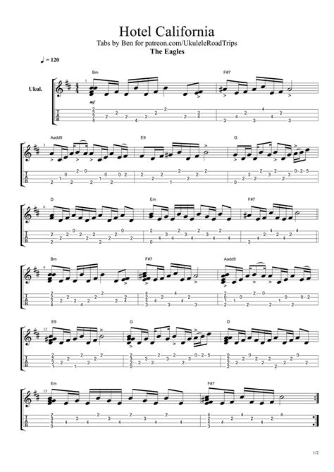 Hotel California - Ukulele Chords & Tabs - The Eagles — Ukulele Road ...