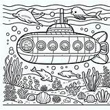 Coloring Page Underwater Submarine Color For Kids sketch template