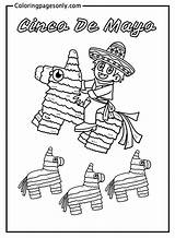 Cinco De Mayo Child Riding Pinata Coloring Pages  sketch template