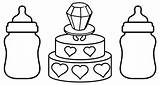 baby bottles And Cake coloring Page sketch template