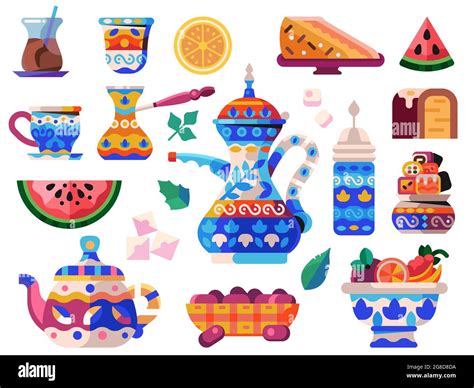Oriental Tea Ceremony Set with Sweets and Kettles Stock Vector Image & Art - Alamy
