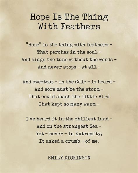 Hope Is The Thing With Feathers - Emily Dickinson Poem - Literature - Typewriter Print 1 ...