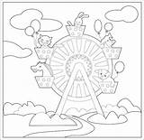 Premium Vector  Coloring Book ferris Wheel In The Kid Park Funny sketch template