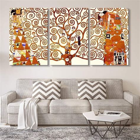 wall26 3 Panel World Famous Painting Reproduction on Canvas Wall Art - Tree of Life by Gustav ...