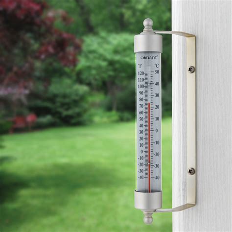 Original Vermont Outdoor Thermometer - Satin Nickel - The Old Farmer's Store