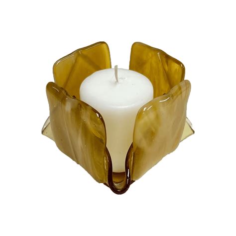 Streaky Amber Glass Candleholder by Sand & Iron | Wescover Decorative Objects