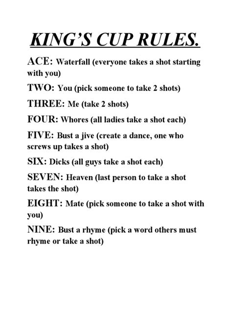 King's Cup Rules | PDF