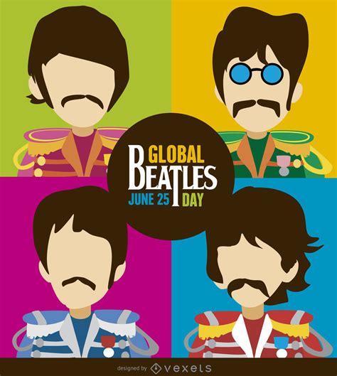 Beatles Day Cartoon Illustration Vector Download