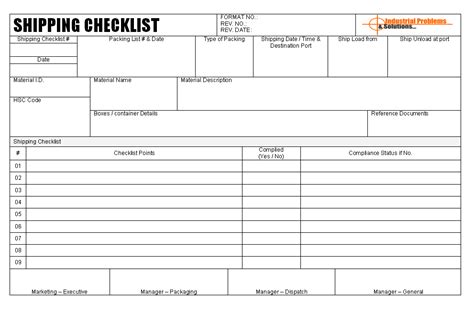 Shipping checklist - Free export job Checklist templates & Formats