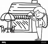 Restaurant Building Clipart Black And White sketch template