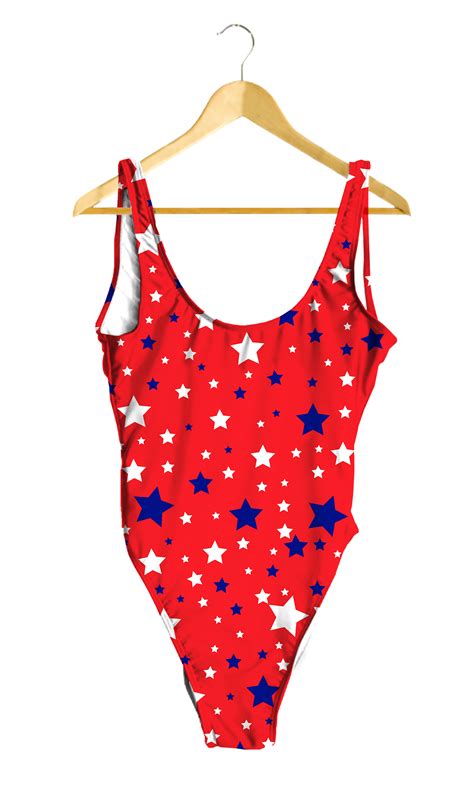 White & Blue Stars on Red One-Piece – CoreyPaigeDesigns