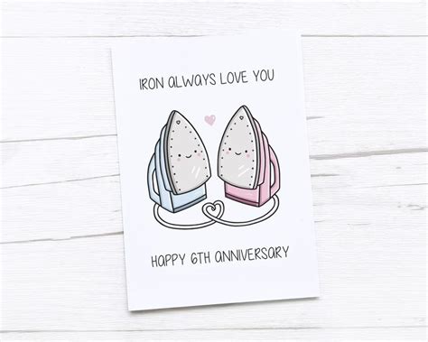 Happy 6th Anniversary Card Iron Anniversary Sixth Wedding Anniversary Card Iron - Etsy UK ...