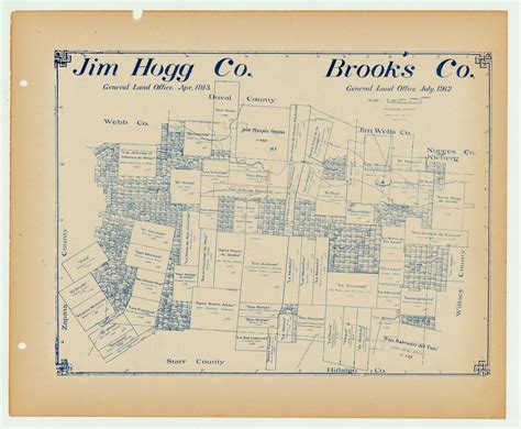 Jim Hogg County - Brooks County - Texas General Land Office Map ca. 19 – The Antiquarium Antique ...