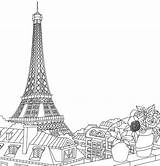 Paris Landscape Drawing Sketch Coloring Page sketch template