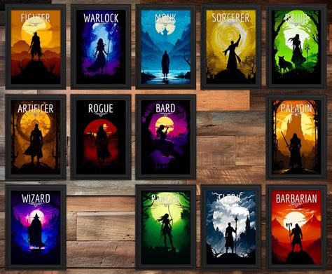 Dnd Character Class Bundle, Set of 13 Classes, Fantasy Gallery Wall ...