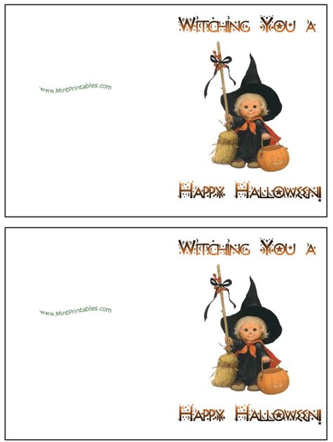 Little Girl Witch | Free printable halloween cards, Halloween printables, Free printable halloween