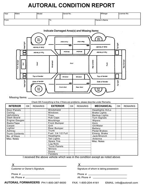 Auto Accident Report Form Dmv California Vehicle Template throughout Truck Condition Report ...