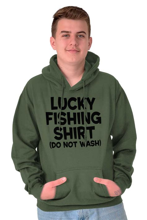 Lucky Fishing Outdoor Fisherman Gear Funny Mens Long Sleeve Hoodie Sweatshirt | eBay
