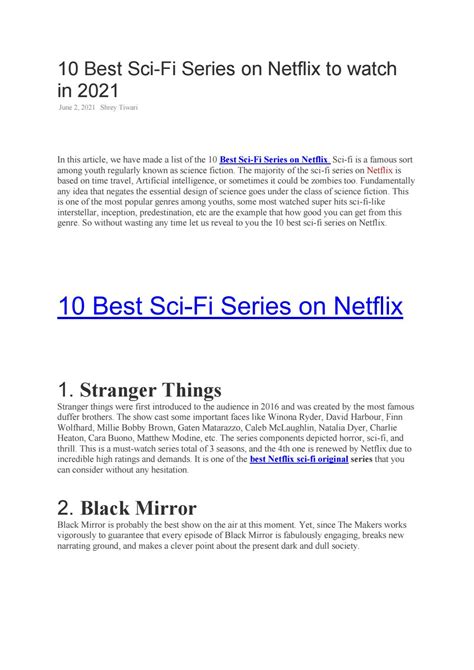 10 Best Sci-Fi Series on Netflix to watch in 2021 by Darth Vader - Issuu