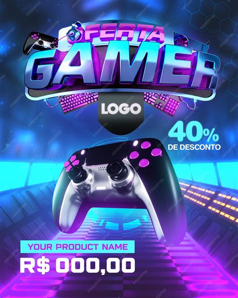 Premium PSD | BANNER OFFER GAMER 3D FOR SALE OF PRODUCTS BRAZIL