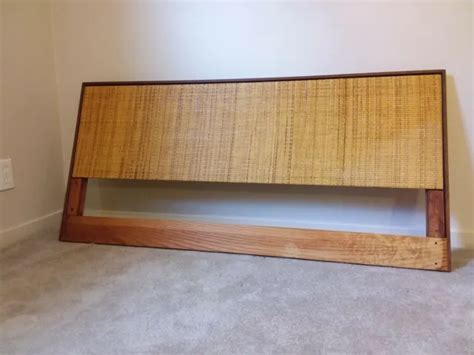 VINTAGE MCM MIDCENTURY Florence Knoll Full Size Walnut and Wicker Headboard $1,200.00 - PicClick