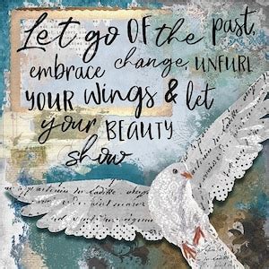 Let Go of the Past Art Print Rustic Boho Dove Bird Room - Etsy